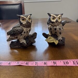 Vintage Norleans Japan‎ Set 5" Detailed Ceramic Owl Figurines MCM Boho Retro 70s